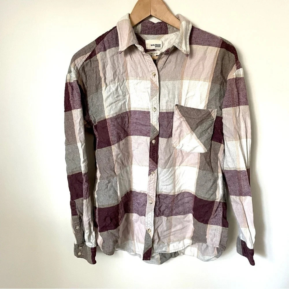 Aritzia Wilfred Free Plaid Flannel Cotton  Button Down